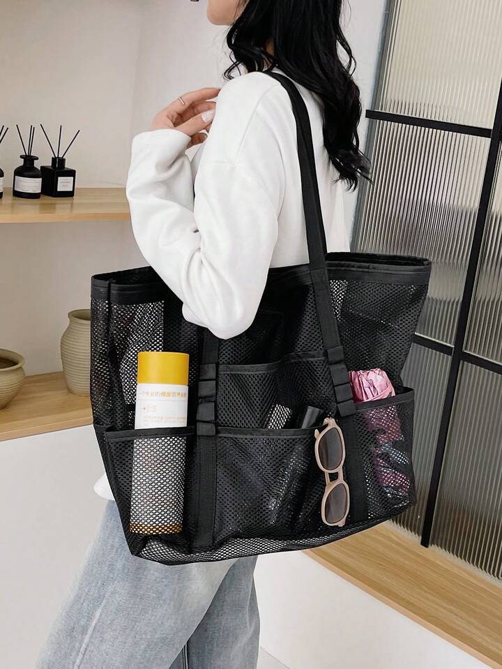 Harper Canvas Mesh Tote Bag