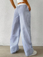 Soleia Pinstripe Wide-Leg Trousers