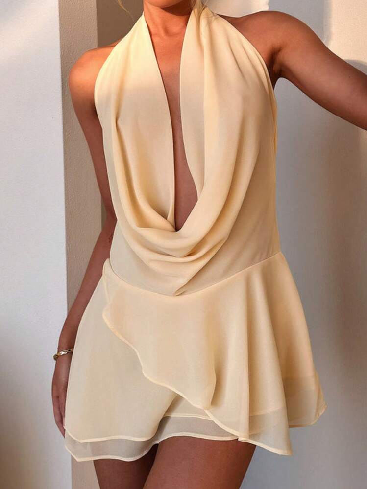 Hailey Halter Backless Mini Dress