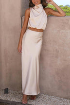 Celeste Satin Drape Two-Piece Set