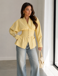 Beatrice Pleated Slim Vintage Waist Blazer