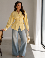 Beatrice Pleated Slim Vintage Waist Blazer
