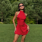 Selene Polka Halter Mini Dress