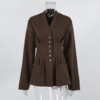 Beatrice Pleated Slim Vintage Waist Blazer