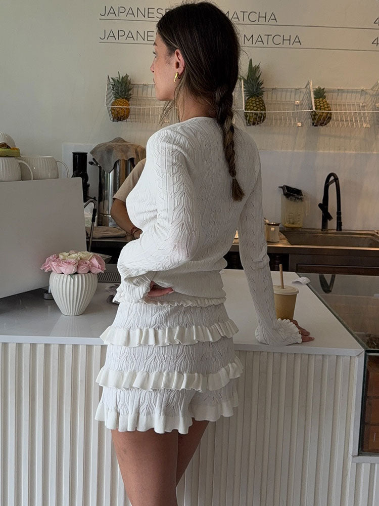 Iris Ruffled Knit Shorts Set