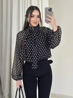 Sofia High Collar Polka Dot Blouse