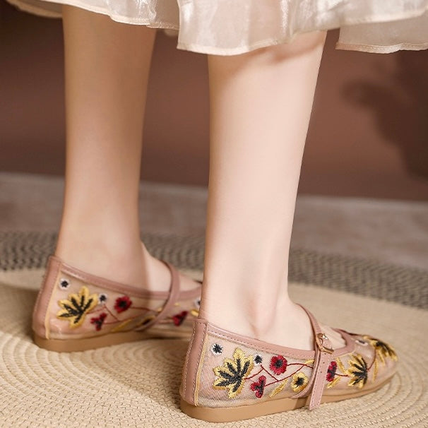 Fleur Embroidered Ballet Flats