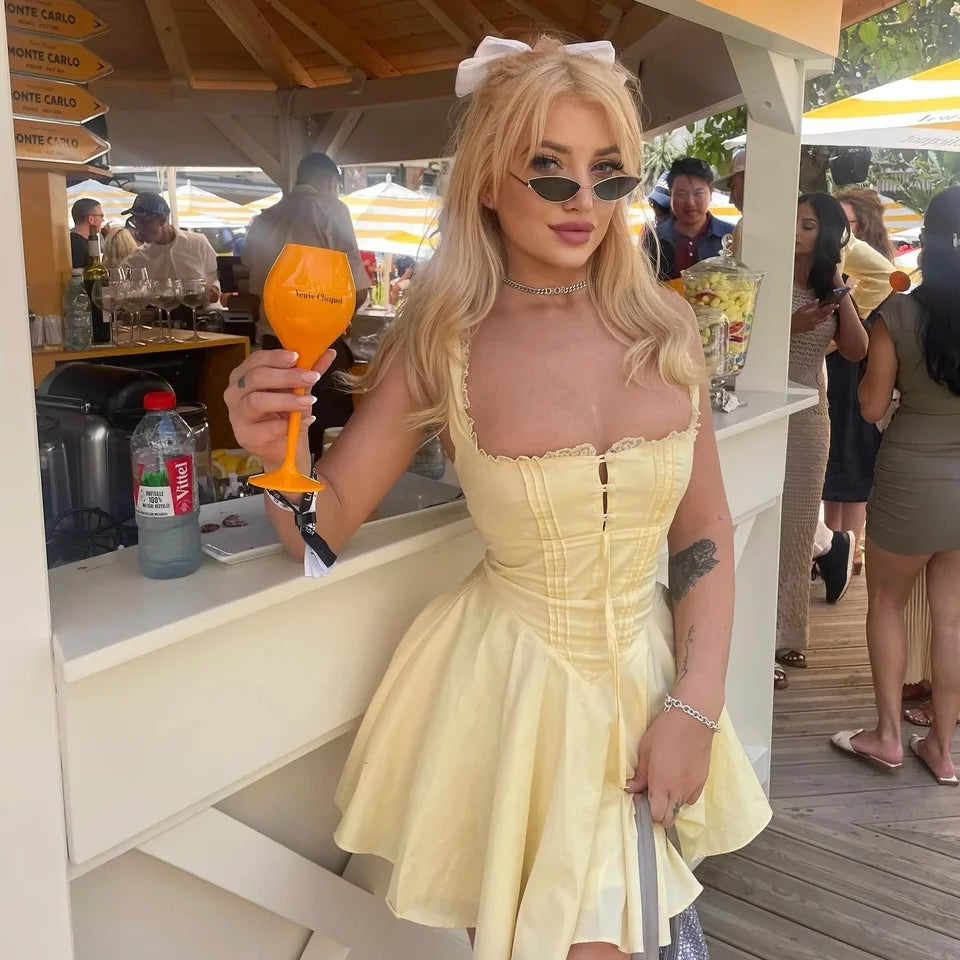 Beatrice Retro Plunge Mini Dress
