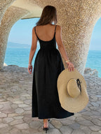 Alecto Pleated Spaghetti Strap Midi Dress