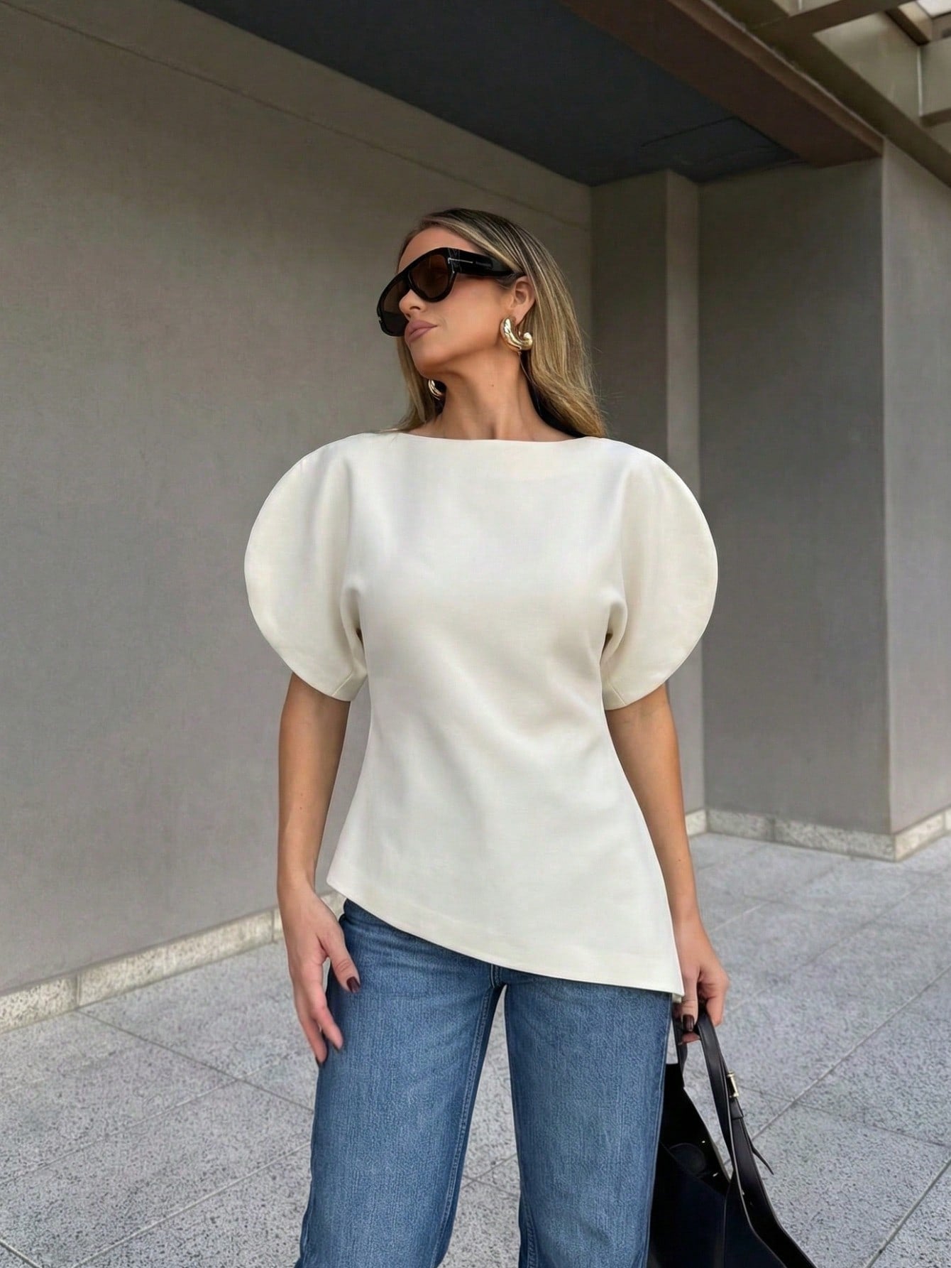 Sienna Tricot Balloon Sleeve Top