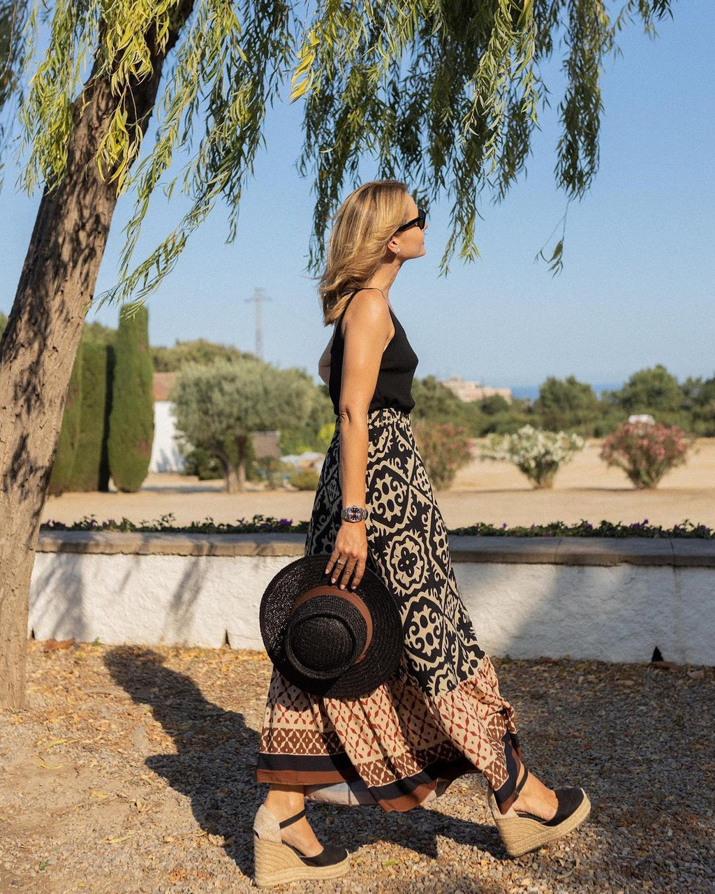 Zara Boho Printed Midi Swing Skirt