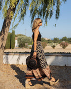 Zara Boho Printed Midi Swing Skirt