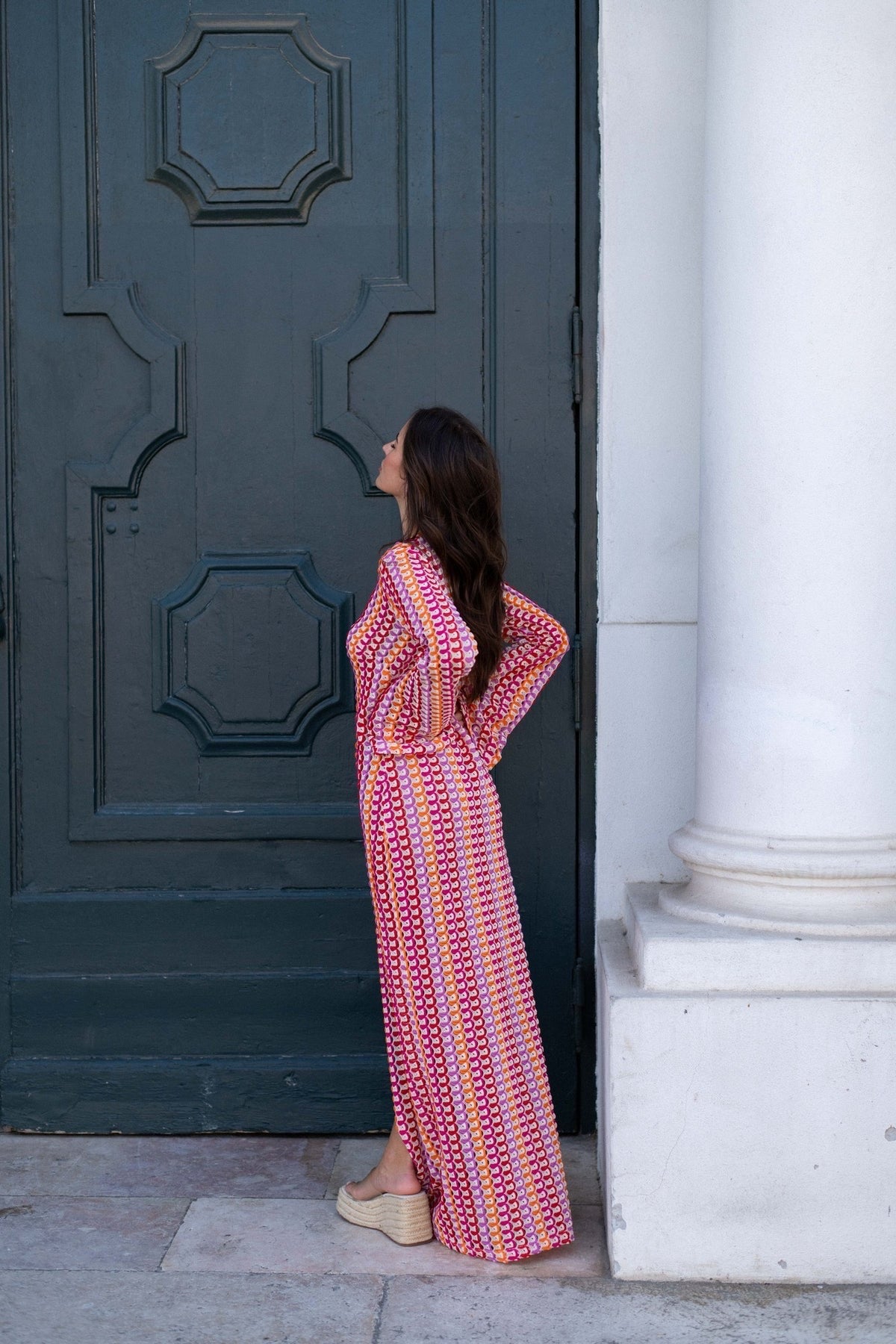 Beatrice Crochet Stripe Maxi Dress