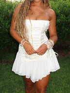 Celeste Strapless Lace-Up Mermaid Mini Dress