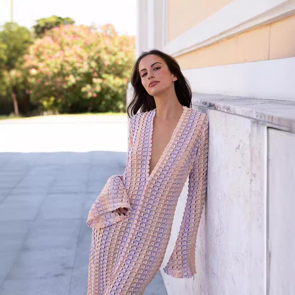 Beatrice Crochet Stripe Maxi Dress