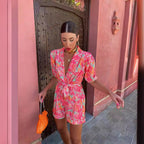 Bianca Festival Print Belted Playsuit