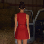 Celeste Button-Front Sleeveless Mini Dress
