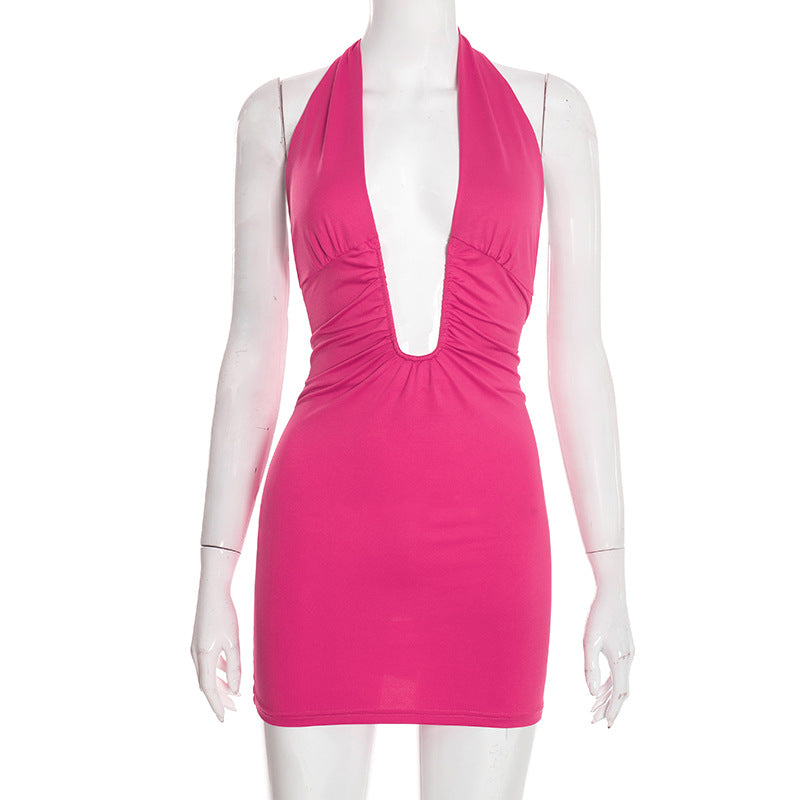 Solea Ruched Halter Mini Dress