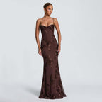 Beatrice Appliqué Tie-Back Maxi Dress
