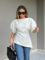 Sienna Tricot Balloon Sleeve Top