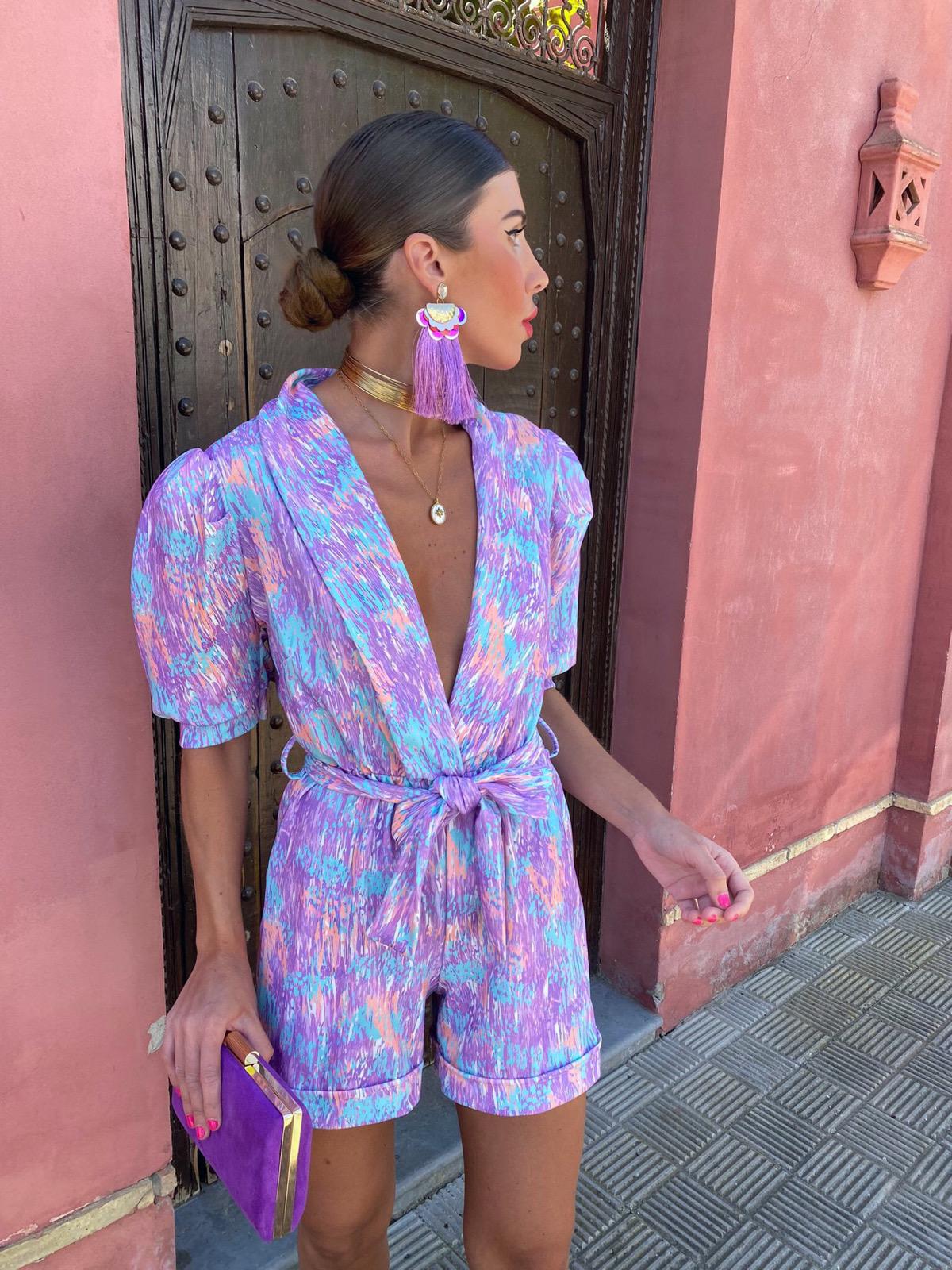 Bianca Festival Print Belted Playsuit