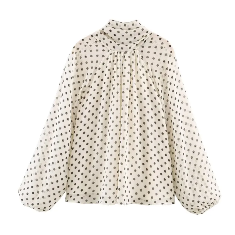 Sofia High Collar Polka Dot Blouse