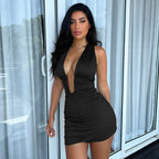 Solea Ruched Halter Mini Dress