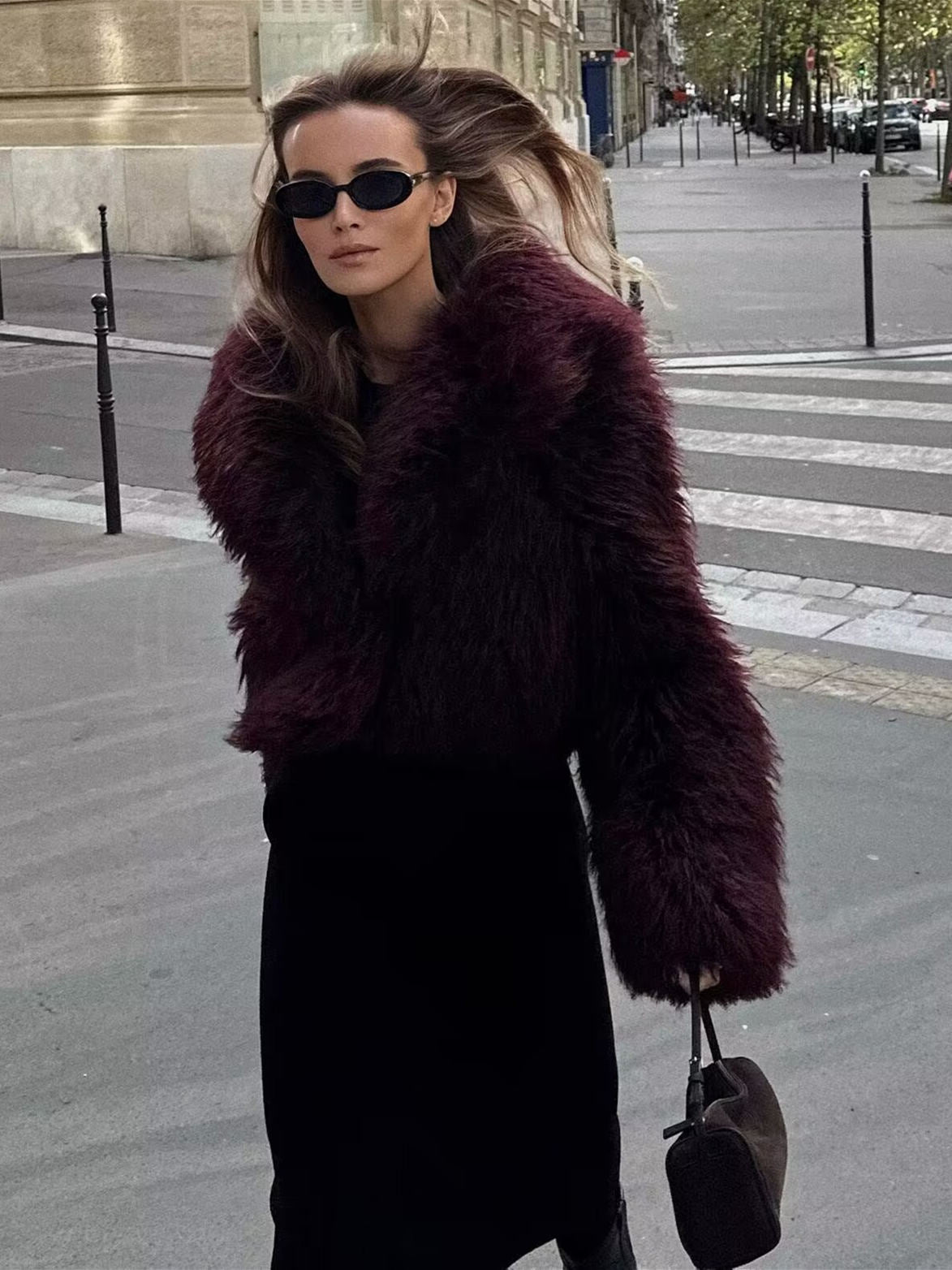 Bordeaux Luxe Faux Fur Jacket