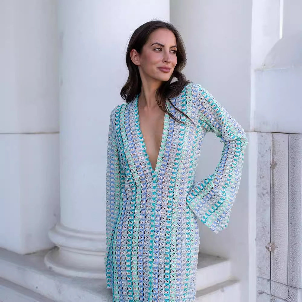 Beatrice Crochet Stripe Maxi Dress