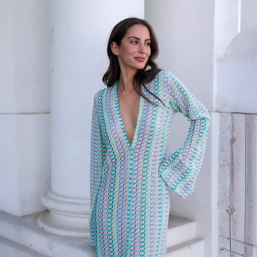 Beatrice Crochet Stripe Maxi Dress