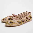Fleur Embroidered Ballet Flats
