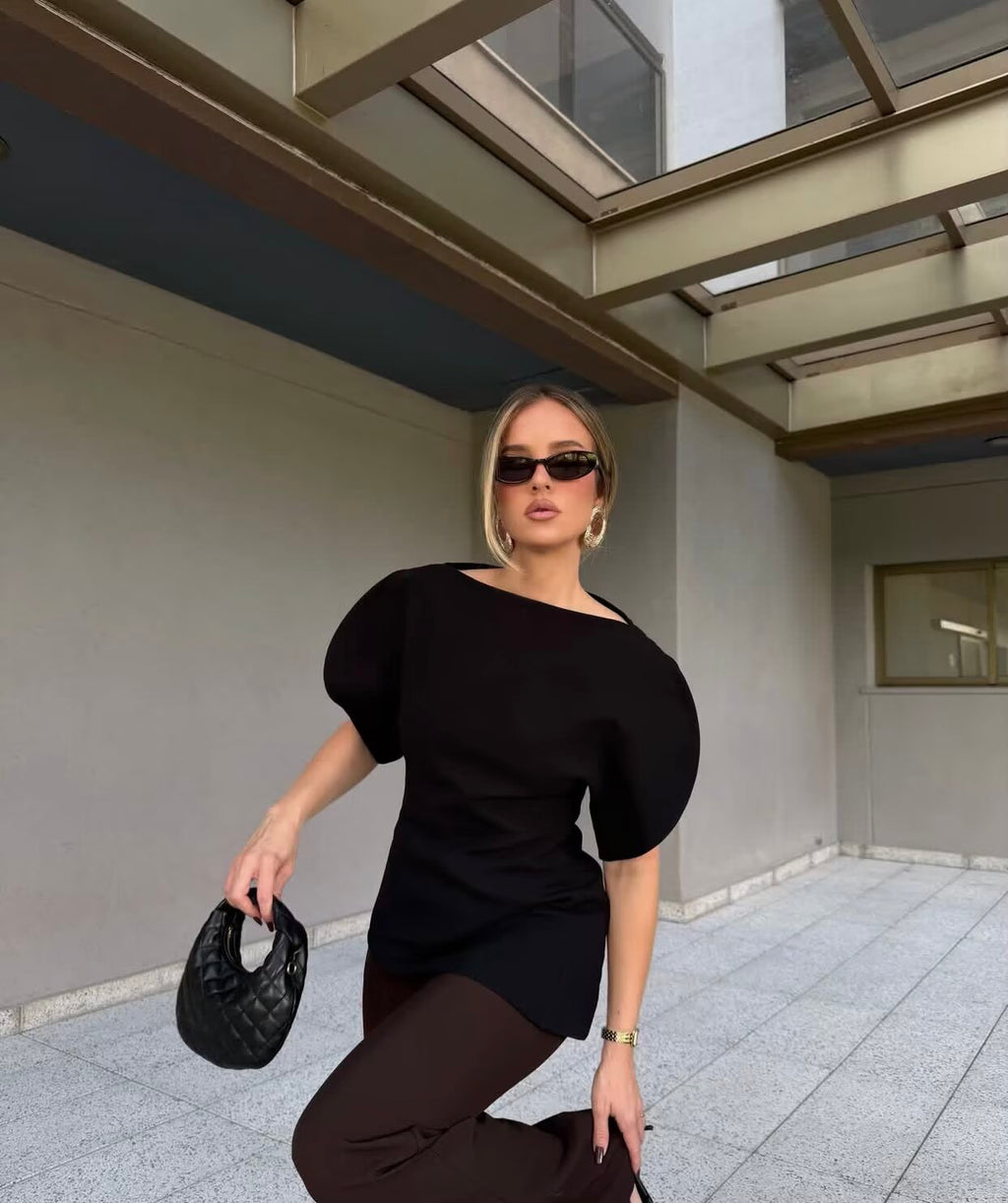Sienna Tricot Balloon Sleeve Top