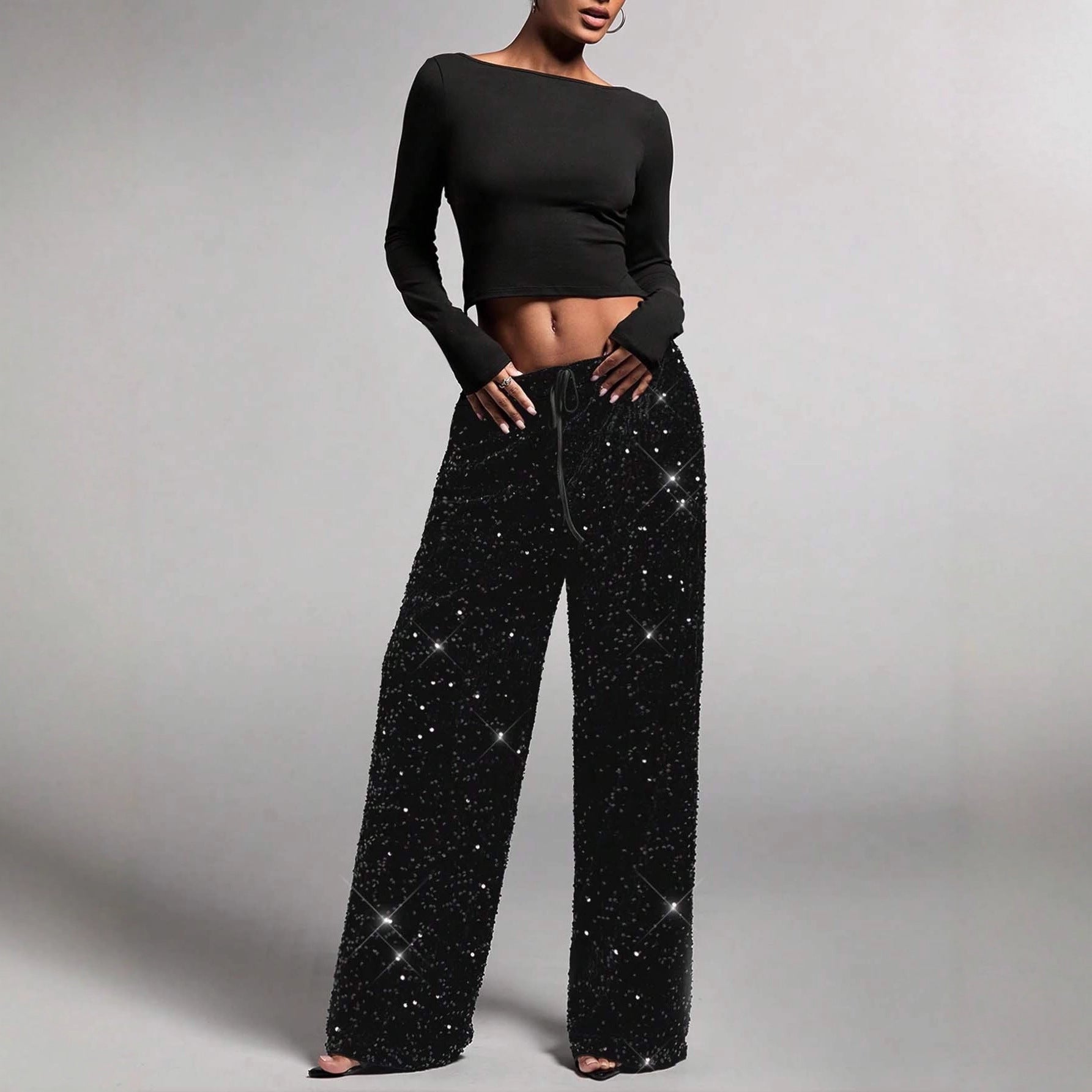 Celeste Sequin Wide-Leg Trousers