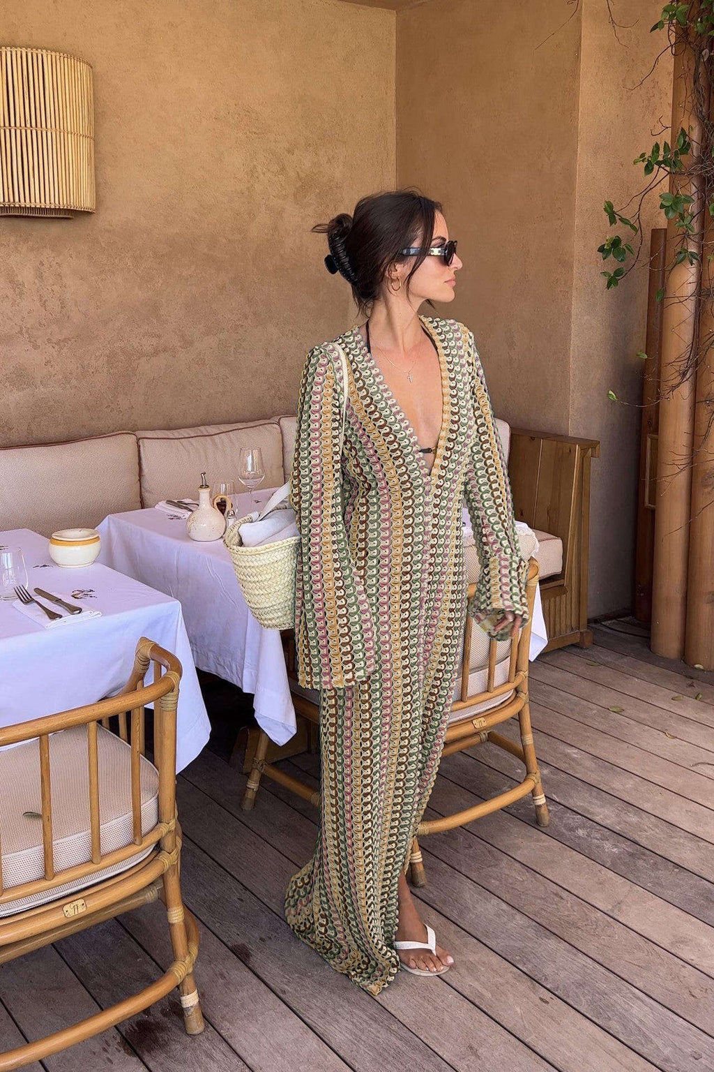 Beatrice Crochet Stripe Maxi Dress
