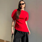 Sienna Tricot Balloon Sleeve Top