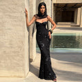 Beatrice Appliqué Tie-Back Maxi Dress