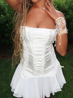 Celeste Strapless Lace-Up Mermaid Mini Dress