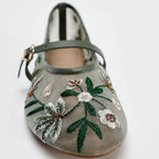 Fleur Embroidered Ballet Flats