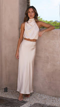 Celeste Satin Drape Two-Piece Set