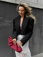 Noir Pinstripe Cropped Blazer