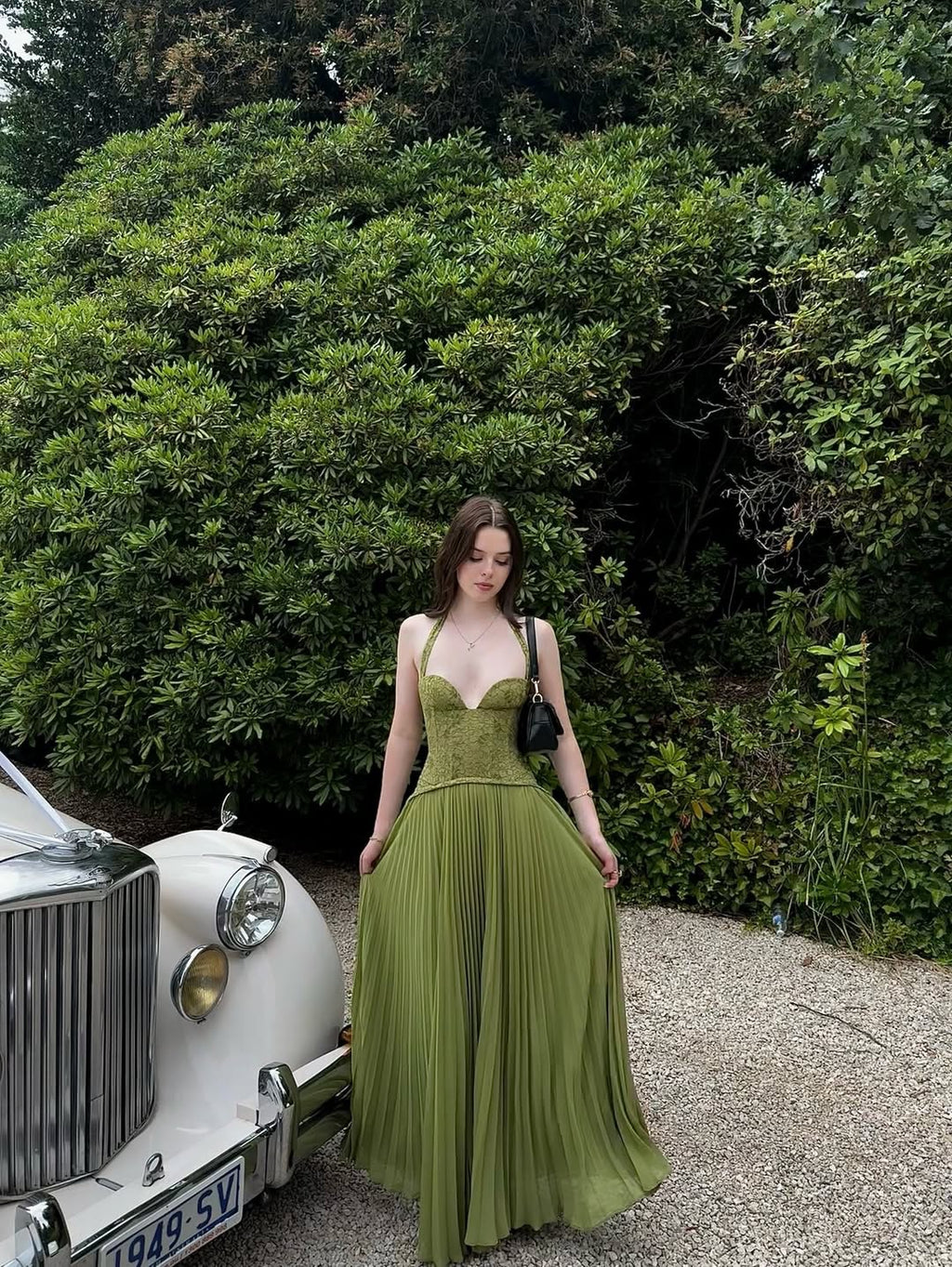 Vivian Pleated Corset Maxi Dress