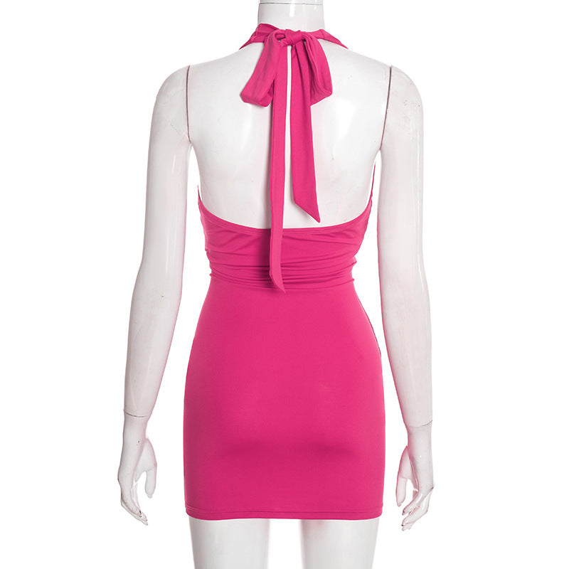 Solea Ruched Halter Mini Dress