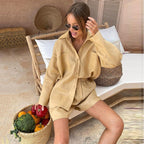 Sophia Linen Button-Down Shirt & High-Waist Shorts Set