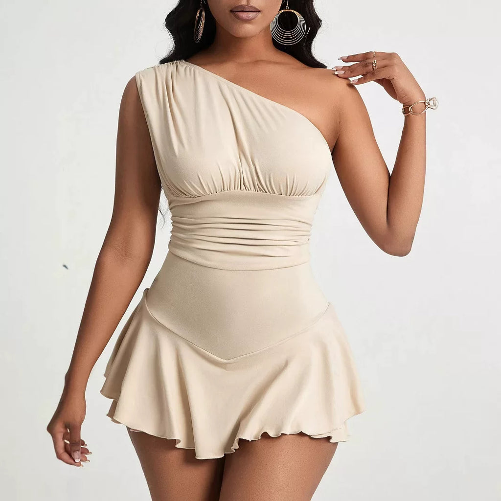 Bella Asymmetrical Ruffle Mini Dress