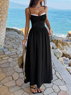 Alecto Pleated Spaghetti Strap Midi Dress