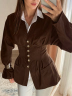 Beatrice Pleated Slim Vintage Waist Blazer