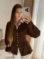 Beatrice Pleated Slim Vintage Waist Blazer