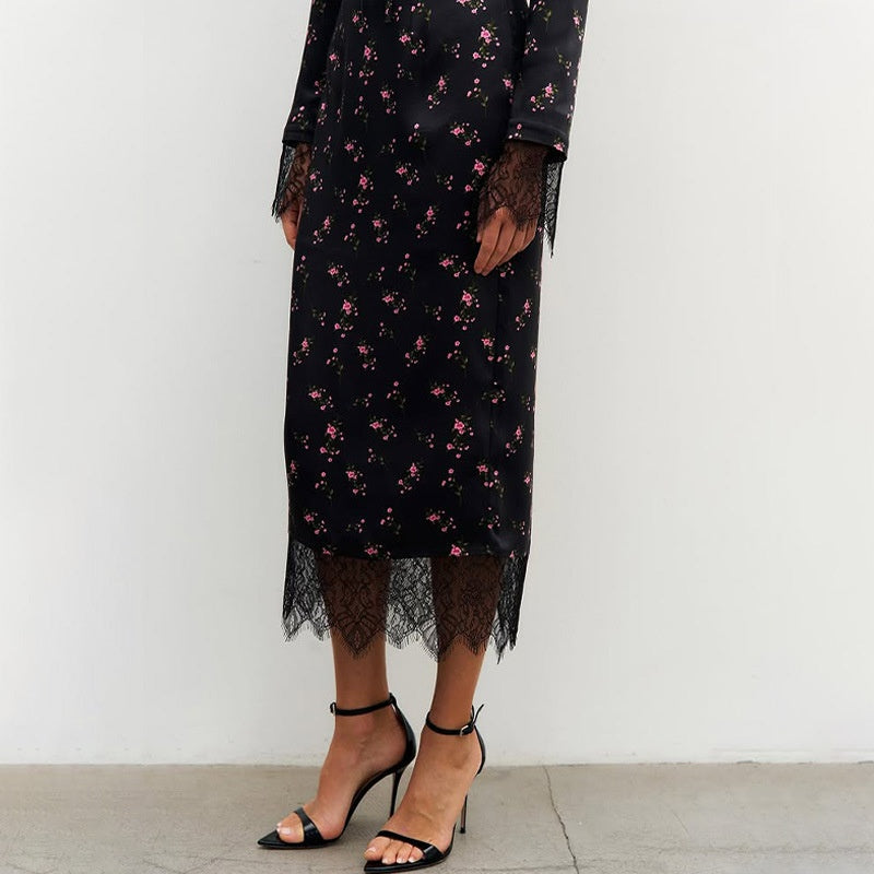 Celeste Lace Trim Floral Hollow Out Top and Maxi Skirt Set