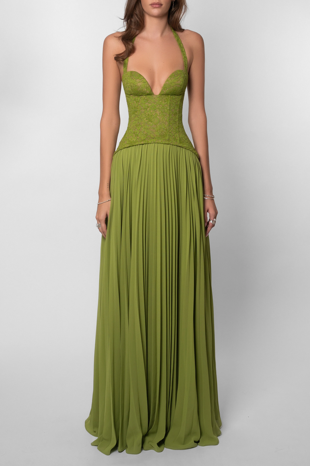 Vivian Pleated Corset Maxi Dress