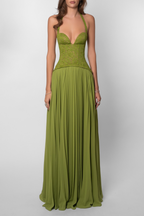 Vivian Pleated Corset Maxi Dress